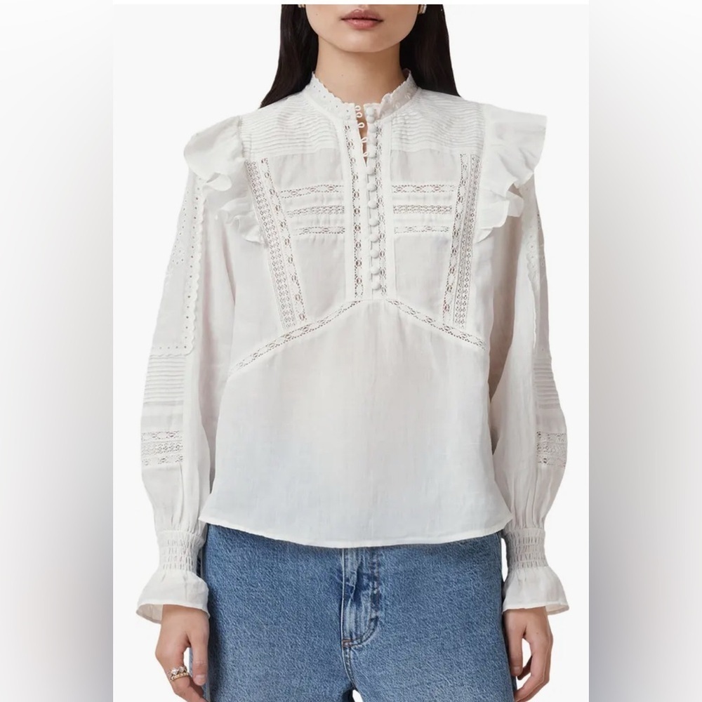 NWOT All Saints White Ruffled Women's
blouse size 8